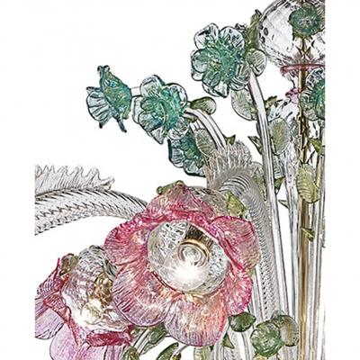 Classical Luxury Venetian Pink and Green Floreal Murano Glass Chandelier