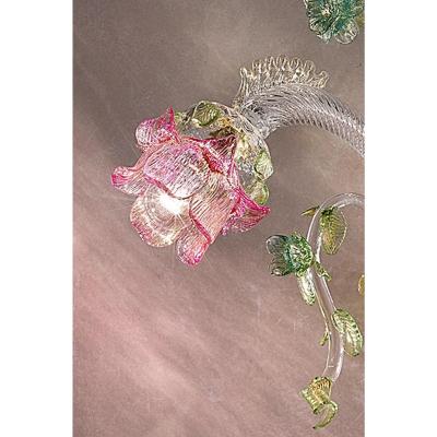 Classical Luxury Venetian Pink and Green Floreal Murano Glass Wall Sconce