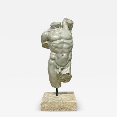 Classical Marble Sculpture of a Nude Male Torso early 20th Century 