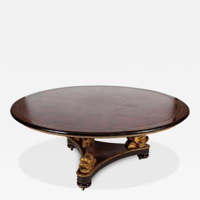 Classical Regency Center Table with Triple Gilt Carved Dolphin Base