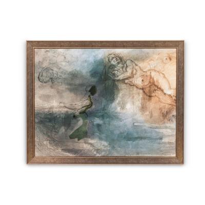 Classical Style Sketches Collage with Subdued Hues in Simple Frame