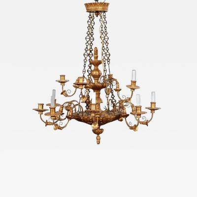 Classical Two Tier Carved and Gilt Chandelier