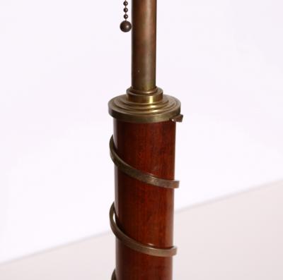 Classical Wood and Bronze Table Lamp Italy