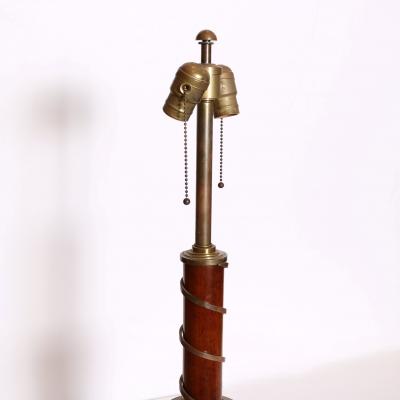 Classical Wood and Bronze Table Lamp Italy