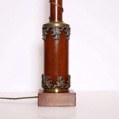 Classical Wood and Bronze Table Lamp Italy