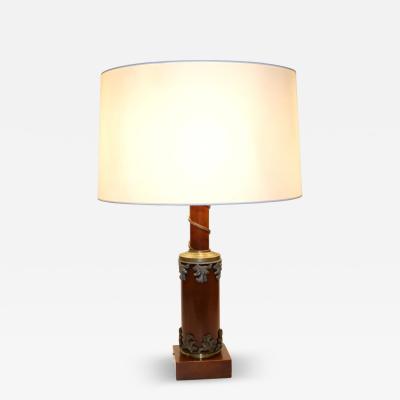 Classical Wood and Bronze Table Lamp Italy