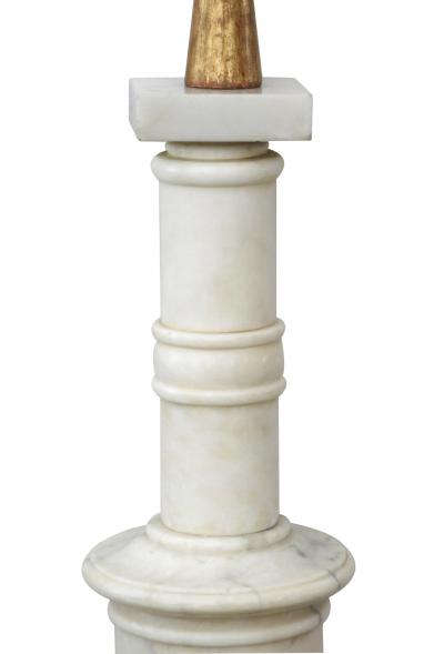 Classically inspired Italian 1950s Carrara Marble Columnar Lamp