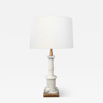 Classically inspired Italian 1950s Carrara Marble Columnar Lamp