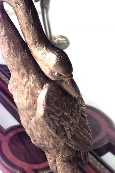 Claude Charles Saunier Pair of Saunier French Louis XVI Style Mahogany Mirrored Marble Console Tables