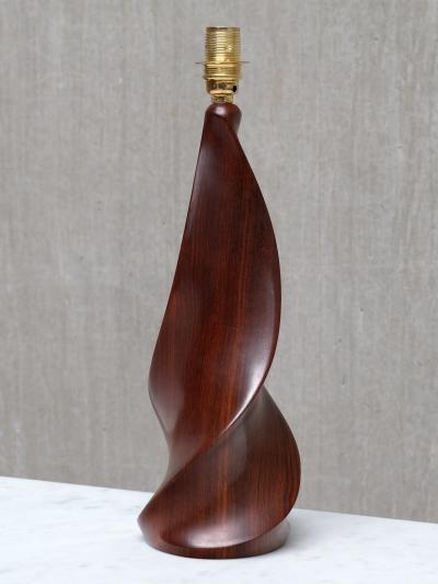 Claude Chauvy Sculptural Pair of Claude Chauvy Table Lamps in Mahogany France 1950s