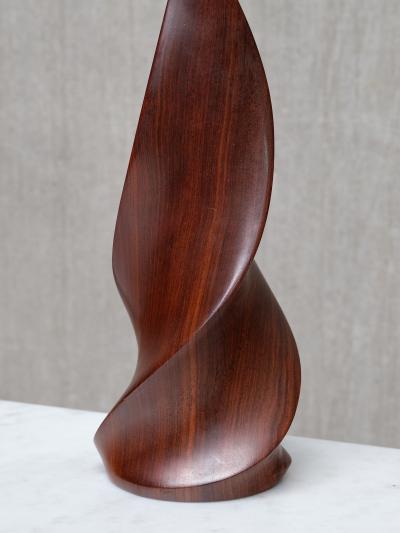 Claude Chauvy Sculptural Pair of Claude Chauvy Table Lamps in Mahogany France 1950s