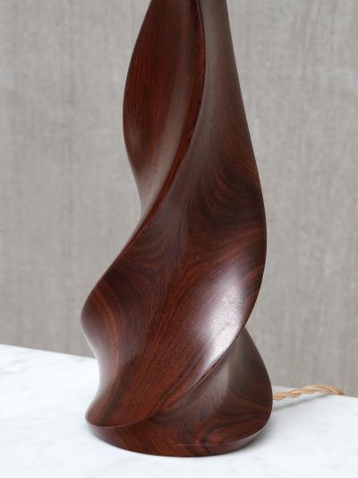 Claude Chauvy Sculptural Pair of Claude Chauvy Table Lamps in Mahogany France 1950s