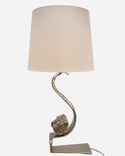 Claude De Muzac Pyrite table lamp by Claude de Muzac Paris France circa 1970