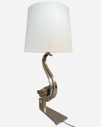 Claude De Muzac Pyrite table lamp by Claude de Muzac Paris France circa 1970