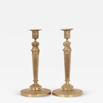 Claude Galle French 1st Empire Brass Candlesticks
