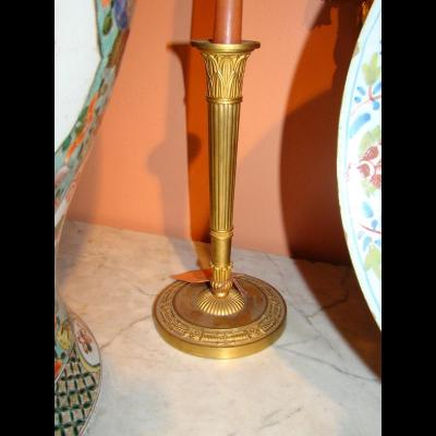 Claude Galle Pair of Empire Bronze Candlesticks