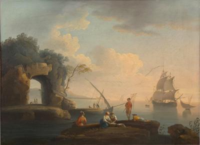 Claude Joseph Vernet Antique French Oil Painting in the Manner of Claude Joseph Vernet