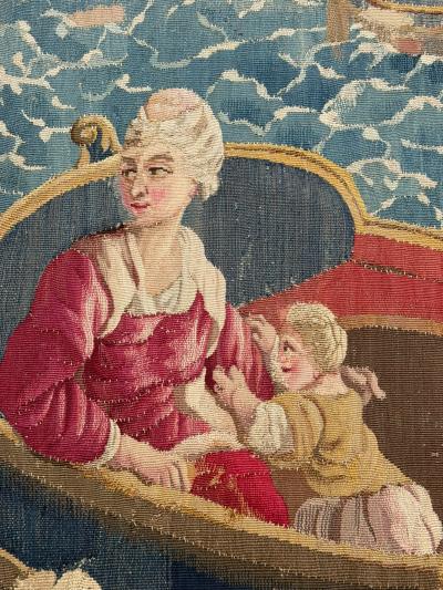 Claude Joseph Vernet The Arrival at the Port 18th Century French Antique Tapestry