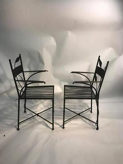 Claude Lalanne Outstanding Set of Outdoor Iron Garden Chairs in the manner of Claude Lalanne