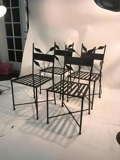 Claude Lalanne Outstanding Set of Outdoor Iron Garden Chairs in the manner of Claude Lalanne