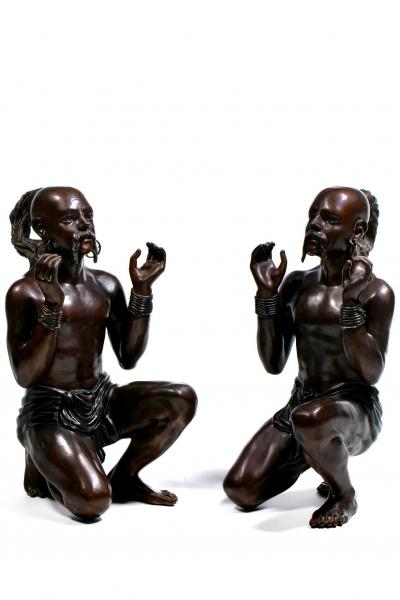Claude Michel Clodion French Bronze Asian Figural Console Table Signed C M Clodion