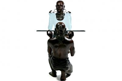 Claude Michel Clodion French Bronze Asian Figural Console Table Signed C M Clodion