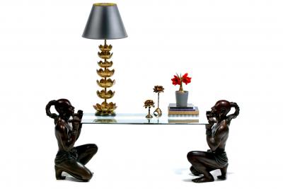 Claude Michel Clodion French Bronze Asian Figural Console Table Signed C M Clodion