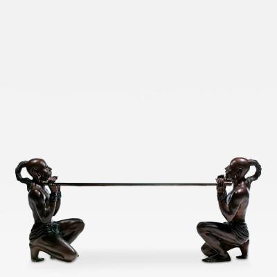 Claude Michel Clodion French Bronze Asian Figural Console Table Signed C M Clodion