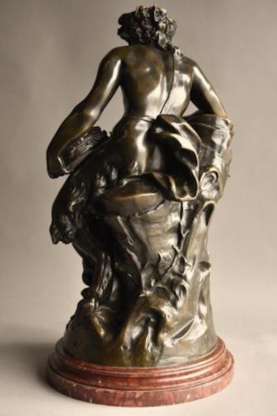 Claude Michel Clodion Large mid 19thc bronze Satyr and faun group