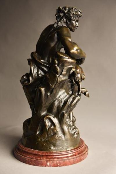 Claude Michel Clodion Large mid 19thc bronze Satyr and faun group