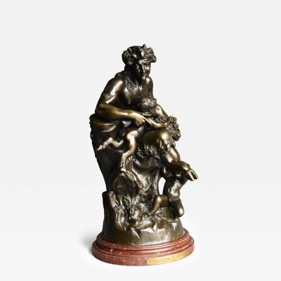 Claude Michel Clodion Large mid 19thc bronze Satyr and faun group