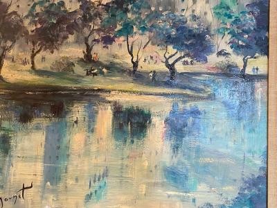 Claude Monet FRENCH MID CENTURY POST IMPRESSIONIST PARK SCENE PAINTING