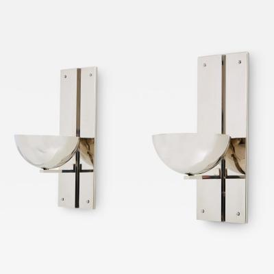 Claude Parent modernist nickel steel wall lights 1992