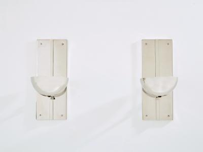 Claude Parent modernist nickel steel wall lights 1992