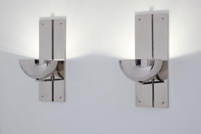 Claude Parent modernist nickel steel wall lights 1992