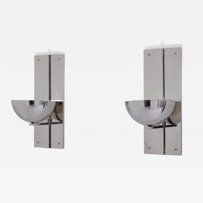 Claude Parent modernist nickel steel wall lights 1992