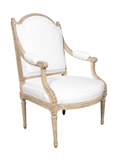 Claude S n Pair of Louis XVI Creme Painted Armchairs Signed Claude Sene