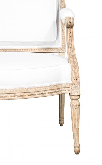 Claude S n Pair of Louis XVI Creme Painted Armchairs Signed Claude Sene