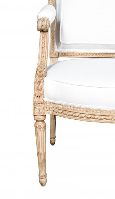 Claude S n Pair of Louis XVI Creme Painted Armchairs Signed Claude Sene