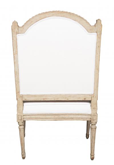 Claude S n Pair of Louis XVI Creme Painted Armchairs Signed Claude Sene