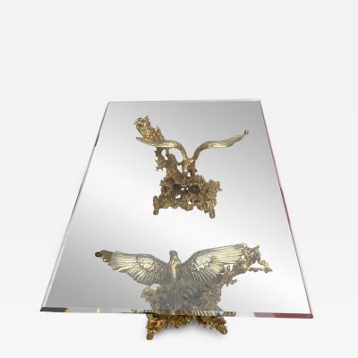 Claude Victor Boeltz 1970 Coffee Table with Eagles in Gilt Bronze Signed by Boeltz for Rom o Paris