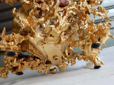 Claude Victor Boeltz 1970s 1980s Cuts Font by Claude Victor Boeltz Gilded Bronze Amethyste and Rock