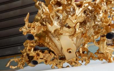 Claude Victor Boeltz 1970s 1980s Cuts Font by Claude Victor Boeltz Gilded Bronze Amethyste and Rock