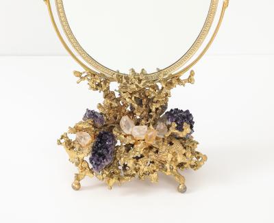Claude Victor Boeltz 1970s Stunning Amethyst and Quartz Mirror by Claude Victor Boeltz