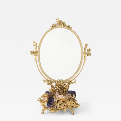 Claude Victor Boeltz 1970s Stunning Amethyst and Quartz Mirror by Claude Victor Boeltz