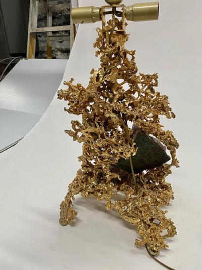 Claude Victor Boeltz BRONZE CLAT GILDED BRONZE TABLE LAMP BY CLAUDE VICTOR BOELTZ