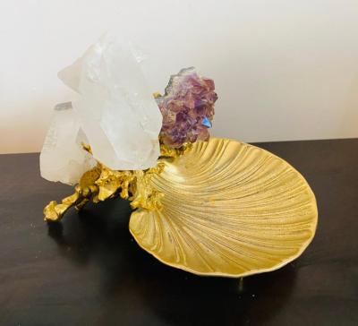 Claude Victor Boeltz Claude Victor Boeltz Golden Crystal French 1970s Table Sculpture