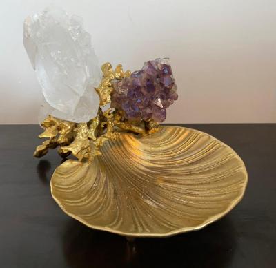 Claude Victor Boeltz Claude Victor Boeltz Golden Crystal French 1970s Table Sculpture