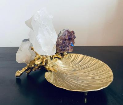 Claude Victor Boeltz Claude Victor Boeltz Golden Crystal French 1970s Table Sculpture