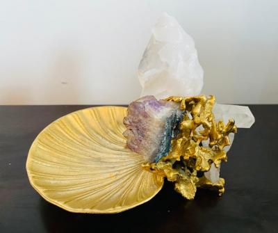 Claude Victor Boeltz Claude Victor Boeltz Golden Crystal French 1970s Table Sculpture